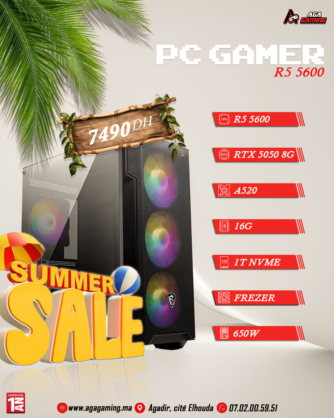 PC gamer R5 5600 - RTX 5050 8Gb PC gamer R5 5600 - RTX 5050 8Gb
